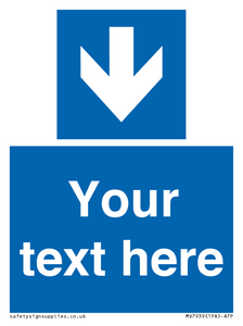 Custom Mandatory directional sign, blue arrow down